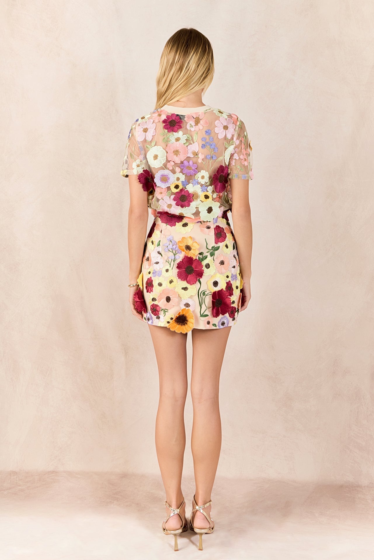 ENDLESS ROSE - Floral Embroidered Mini Skirt - SKIRTS available at Objectrare