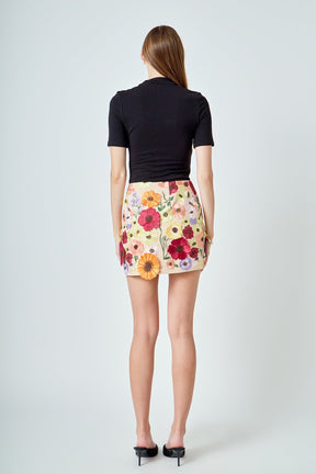 ENDLESS ROSE - Floral Embroidered Mini Skirt - SKIRTS available at Objectrare