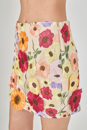 ENDLESS ROSE - Floral Embroidered Mini Skirt - SKIRTS available at Objectrare