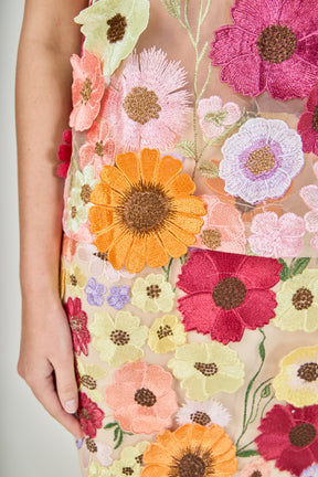 ENDLESS ROSE - Floral Embroidered Mini Skirt - SKIRTS available at Objectrare