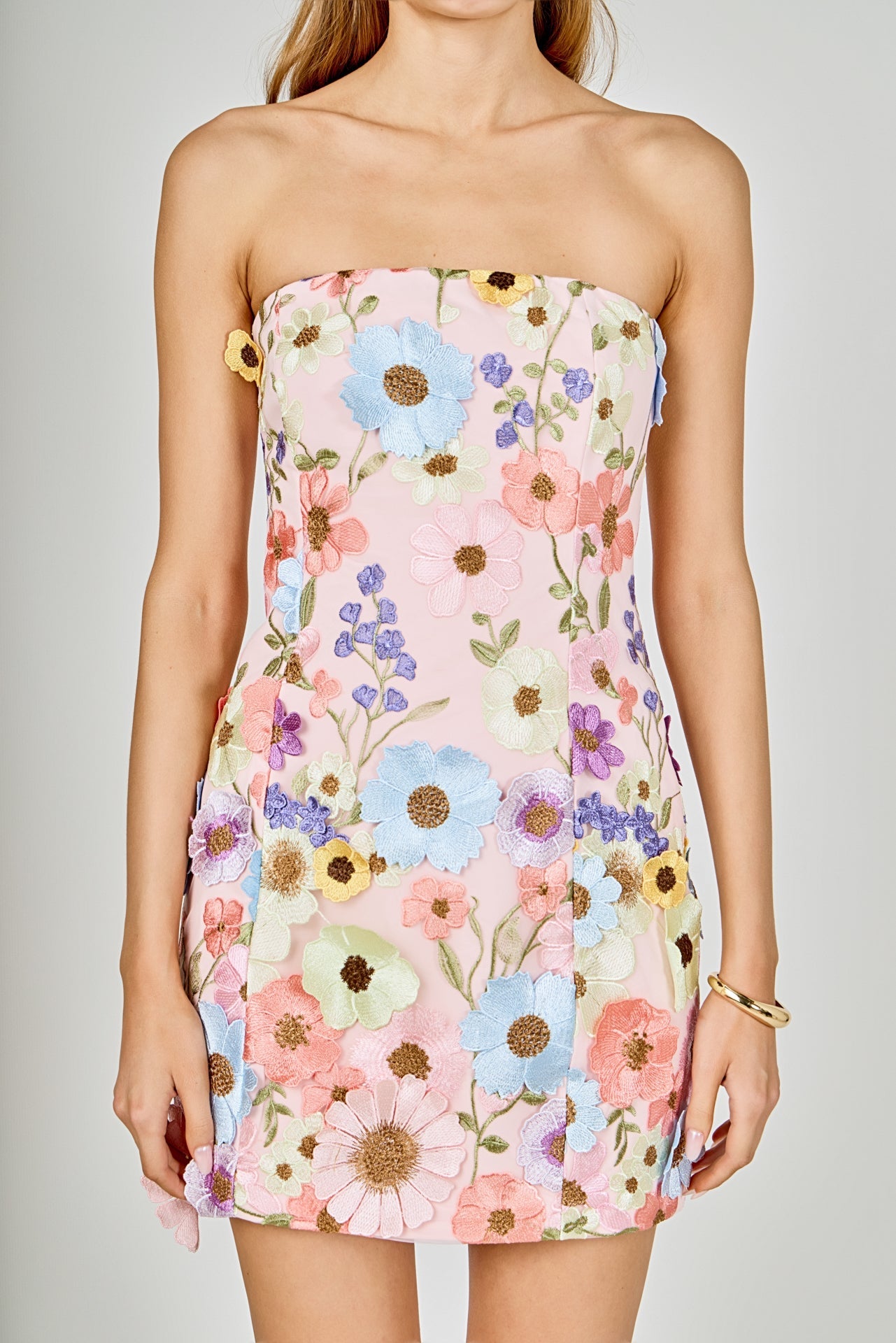 ENDLESS ROSE - Floral Embroidered Mini Dress - DRESSES available at Objectrare