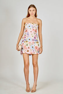 ENDLESS ROSE - Floral Embroidered Mini Dress - DRESSES available at Objectrare