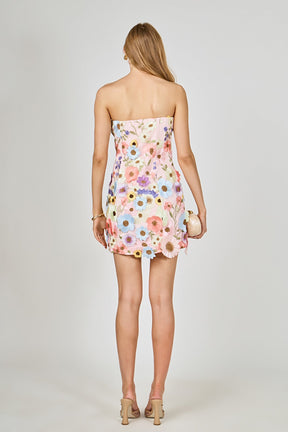 ENDLESS ROSE - Floral Embroidered Mini Dress - DRESSES available at Objectrare