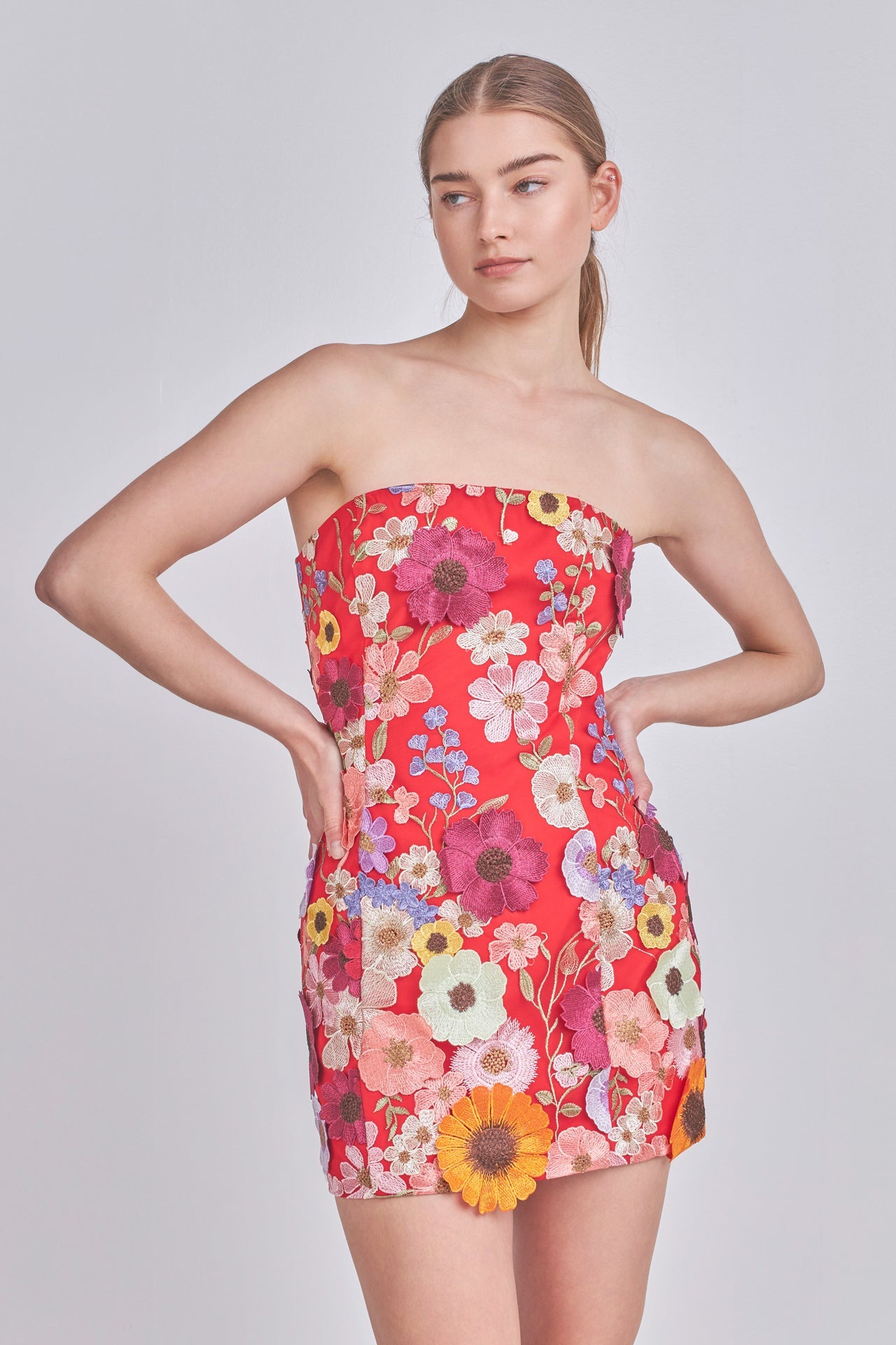 ENDLESS ROSE - Endless Rose - Bouquet Floral Embroidered Mini Dress - DRESSES available at Objectrare