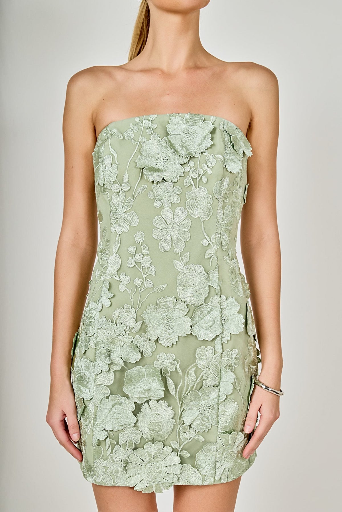 ENDLESS ROSE - Floral Embroidered Mini Dress - DRESSES available at Objectrare