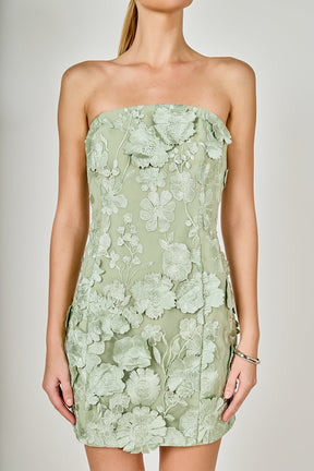 ENDLESS ROSE - Floral Embroidered Mini Dress - DRESSES available at Objectrare