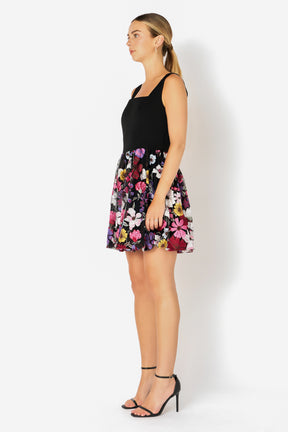 ENDLESS ROSE - Square Neck Floral Embroidered Mini Dress - DRESSES available at Objectrare