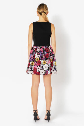 ENDLESS ROSE - Square Neck Floral Embroidered Mini Dress - DRESSES available at Objectrare
