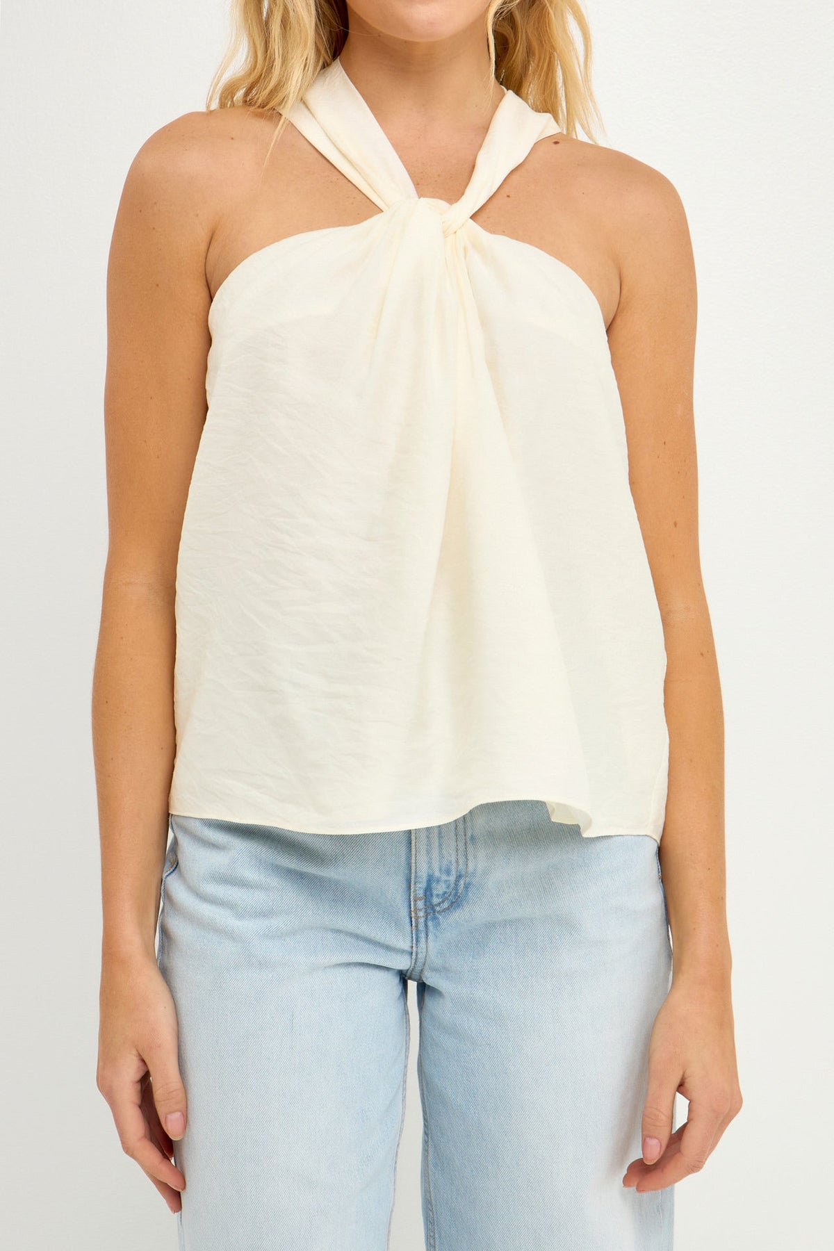 ENDLESS ROSE - Loop Halter Neck with Cross Back Detail - TOPS available at Objectrare
