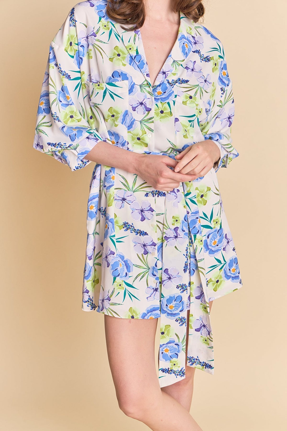 ENDLESS ROSE - Floral Print Belted Collared Dress - DRESSES available at Objectrare