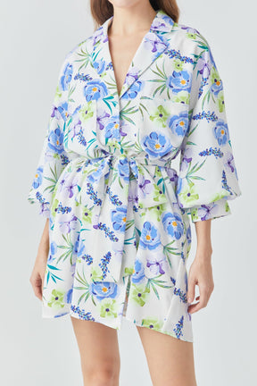 ENDLESS ROSE - Floral Print Belted Collared Dress - DRESSES available at Objectrare