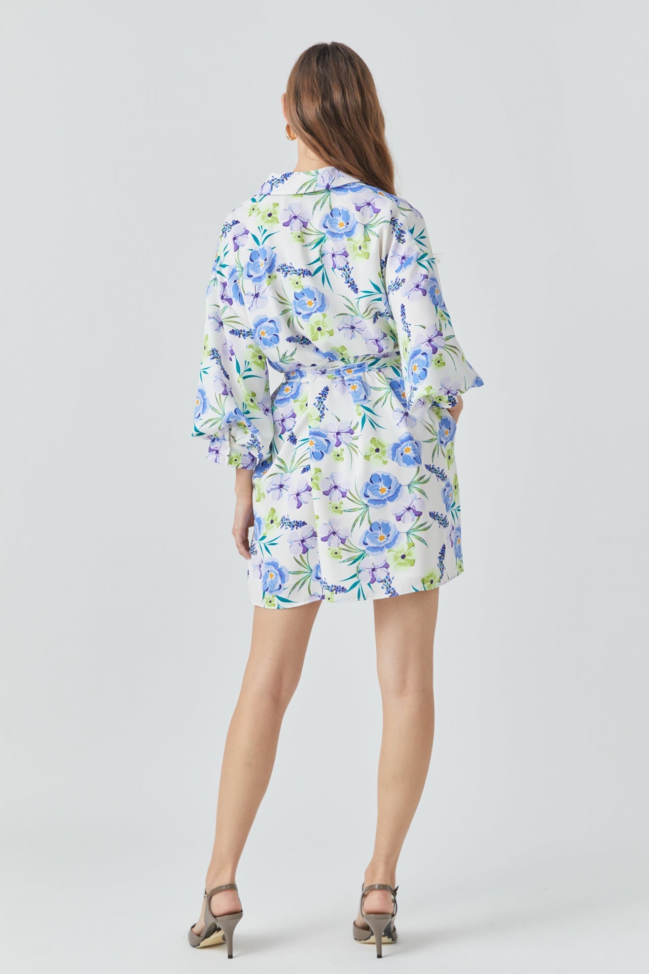 ENDLESS ROSE - Floral Print Belted Collared Dress - DRESSES available at Objectrare
