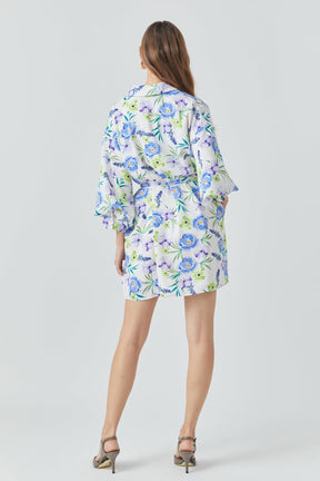 ENDLESS ROSE - Floral Print Belted Collared Dress - DRESSES available at Objectrare