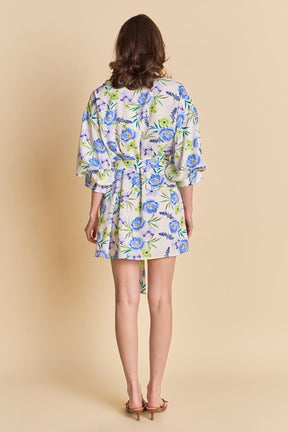 ENDLESS ROSE - Floral Print Belted Collared Dress - DRESSES available at Objectrare