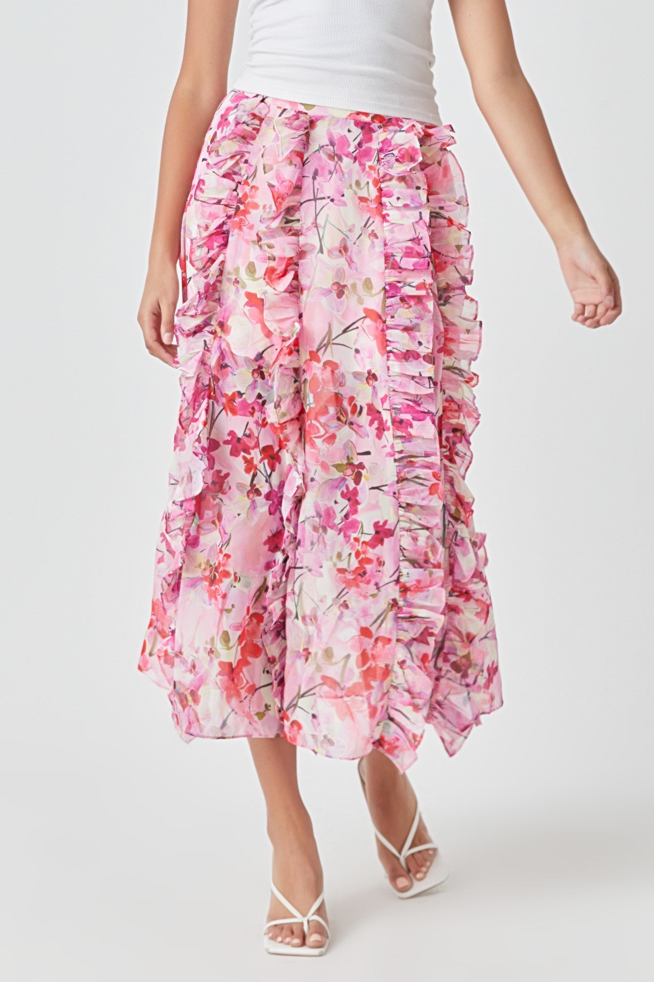 ENDLESS ROSE - Endless Rose - Floral Ruffled Maxi Skirt - SKIRTS available at Objectrare