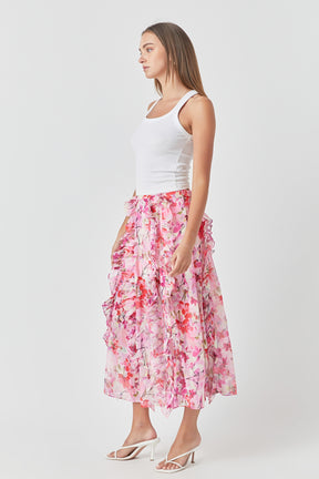 ENDLESS ROSE - Endless Rose - Floral Ruffled Maxi Skirt - SKIRTS available at Objectrare