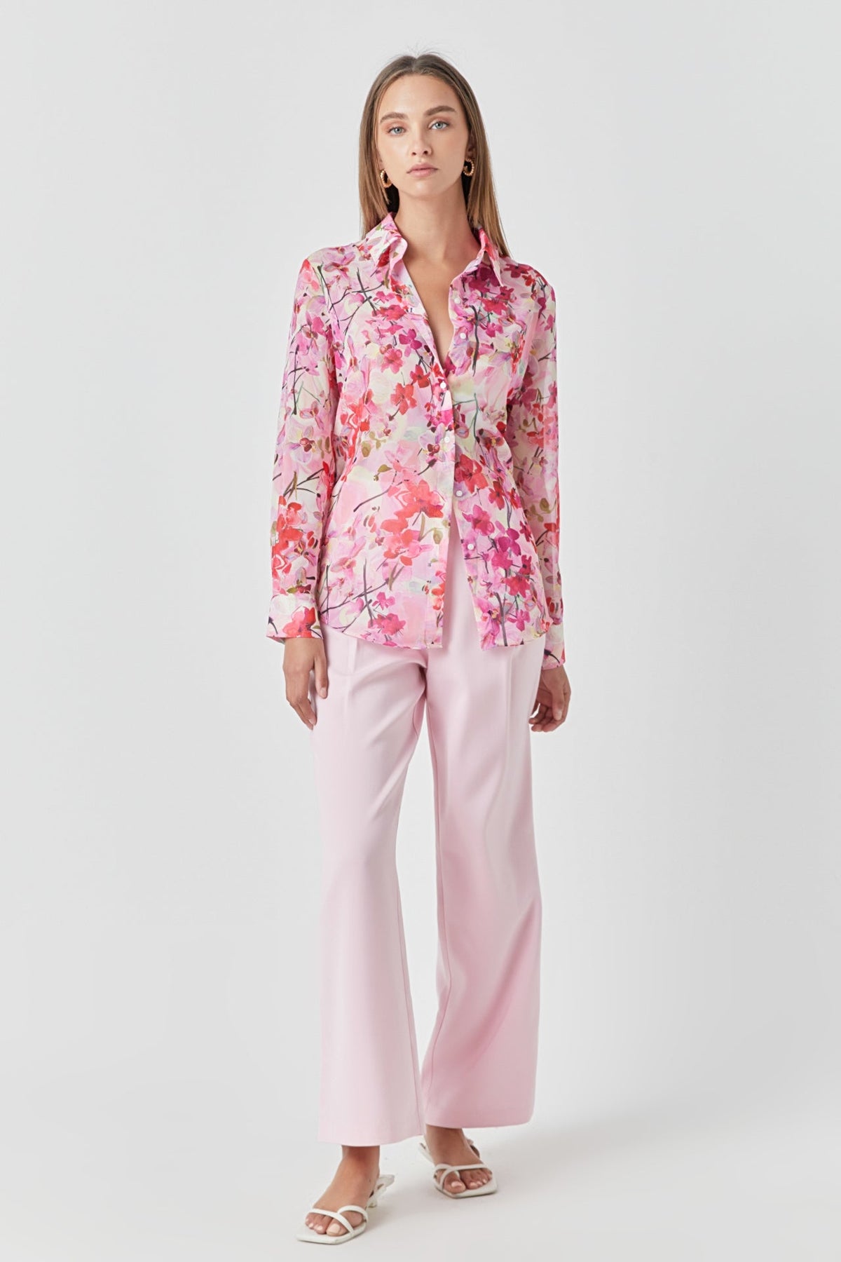 ENDLESS ROSE - Floral Print Oversize Shirt - TOPS available at Objectrare