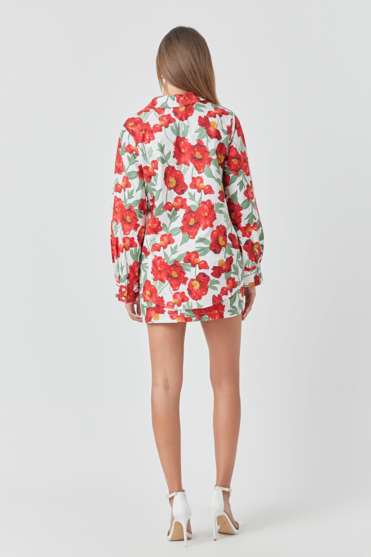 ENDLESS ROSE - Floral Print Cotton Shirt - TOPS available at Objectrare