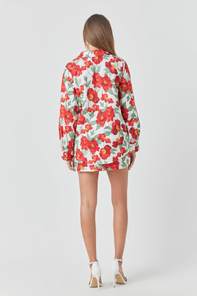 ENDLESS ROSE - Floral Print Cotton Shirt - TOPS available at Objectrare