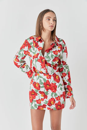 ENDLESS ROSE - Floral Print Cotton Shirt - TOPS available at Objectrare