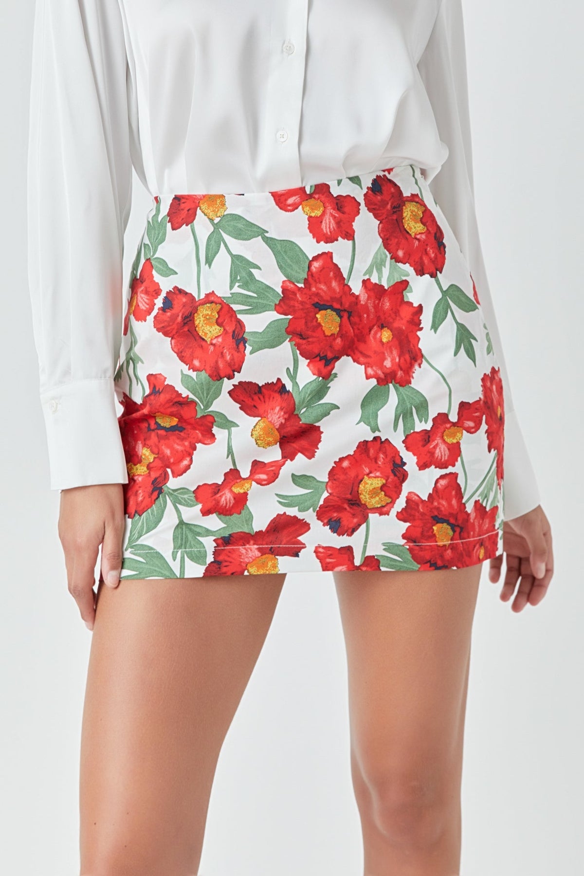 ENDLESS ROSE - Endless Rose - Cotton Floral Print Mini Skort - SKORTS available at Objectrare