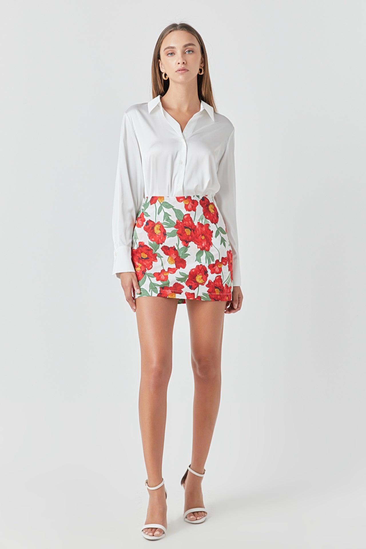 ENDLESS ROSE - Cotton Floral Print Mini Skort - SKORTS available at Objectrare