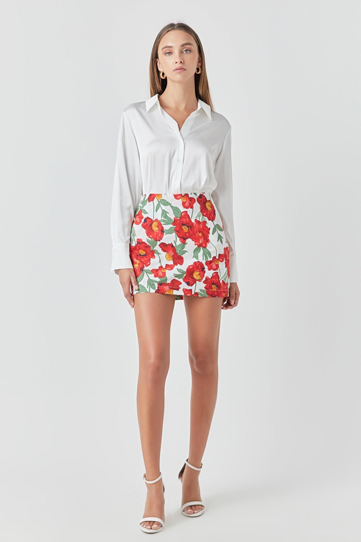 ENDLESS ROSE - Endless Rose - Cotton Floral Print Mini Skort - SKORTS available at Objectrare