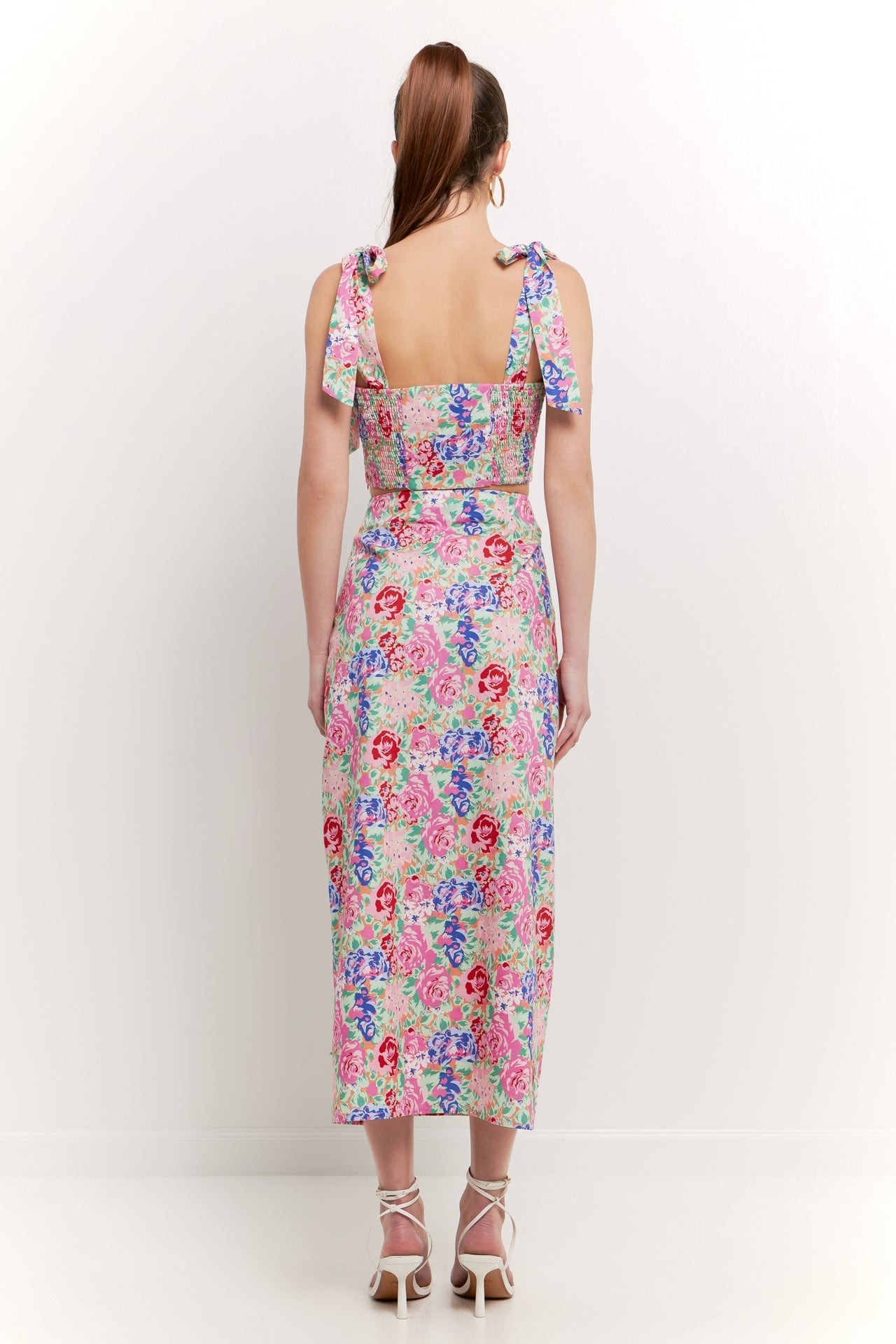 ENDLESS ROSE - Cotton Floral Print Slit Maxi Skirt - SKIRTS available at Objectrare