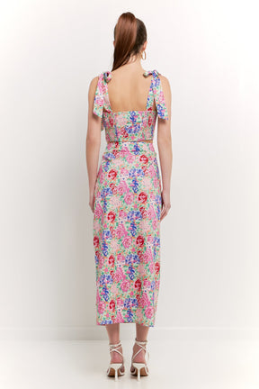 ENDLESS ROSE - Cotton Floral Print Slit Maxi Skirt - SKIRTS available at Objectrare