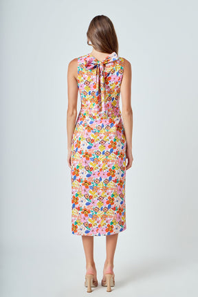 Cotton Floral Print Cutout Maxi Dress