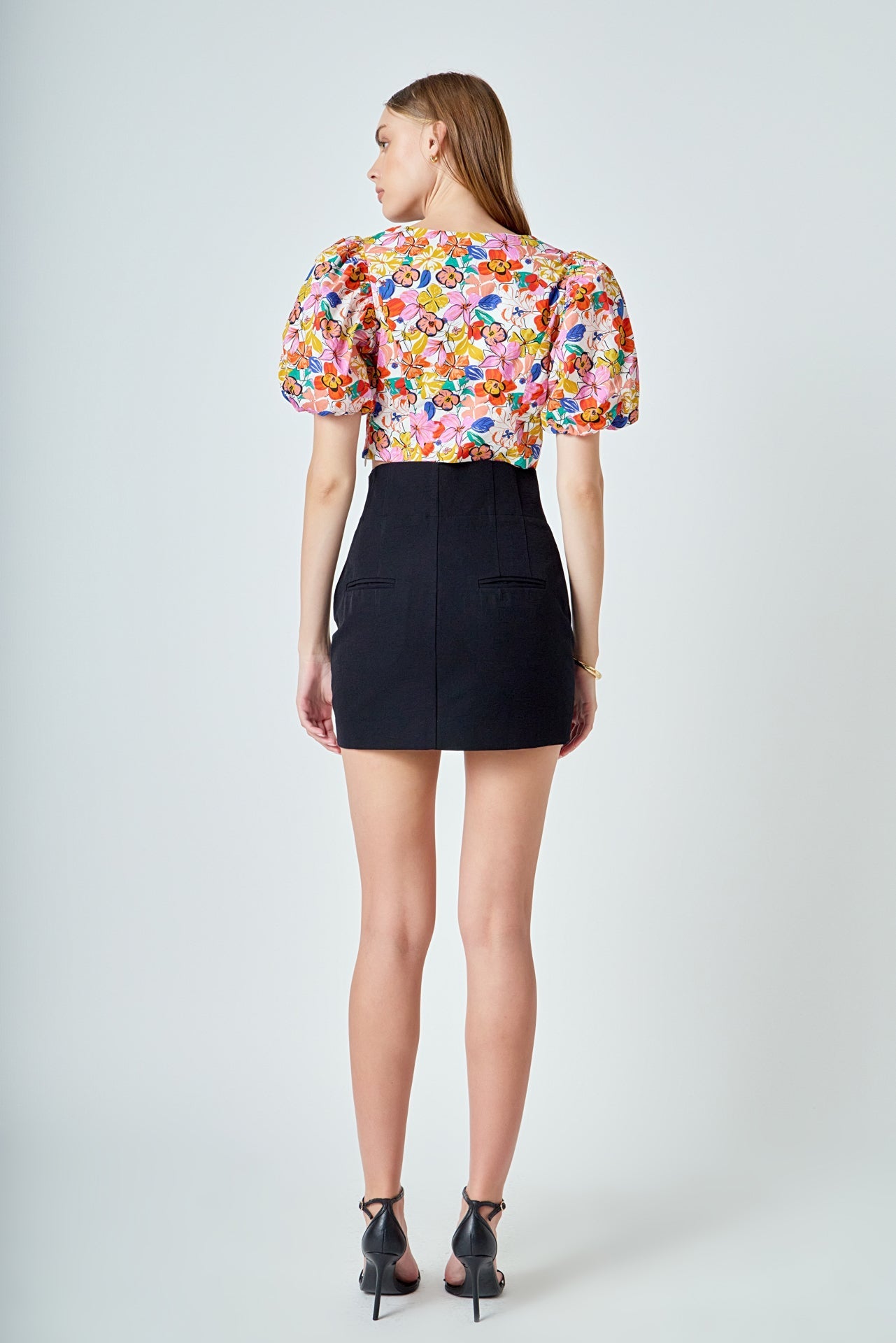 ENDLESS ROSE - Cotton Floral Print Puff Sleeve Top - TOPS available at Objectrare