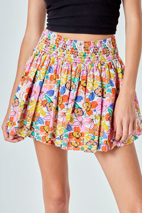 ENDLESS ROSE - Cotton Floral Print Mini Skort - SKORTS available at Objectrare