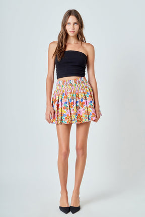 ENDLESS ROSE - Cotton Floral Print Mini Skort - SKORTS available at Objectrare