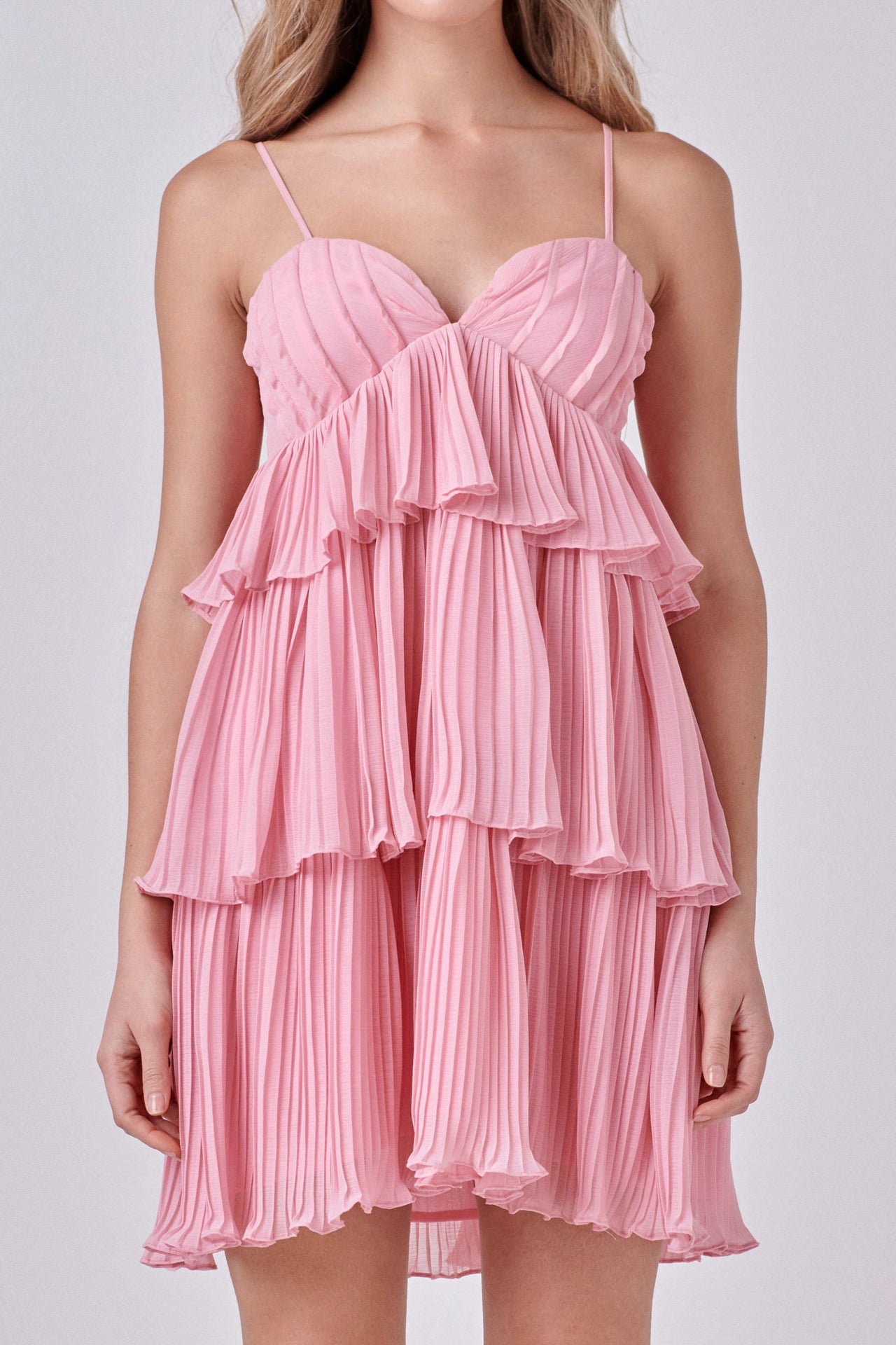 ENDLESS ROSE - Endless Rose - Chiffon Pleated Corset Mini Dress - DRESSES available at Objectrare