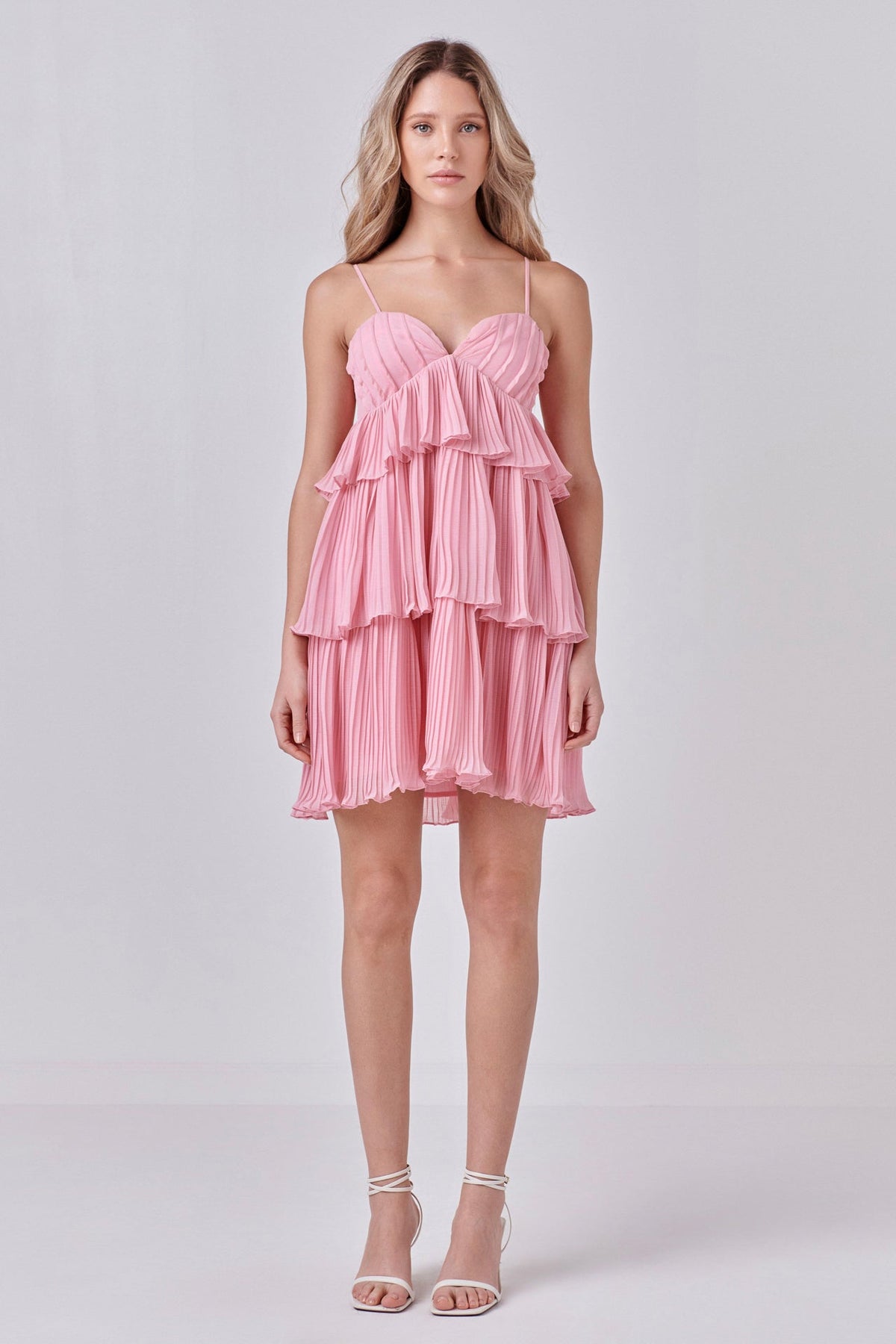 ENDLESS ROSE - Chiffon Pleated Corset Mini Dress - DRESSES available at Objectrare
