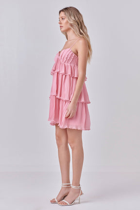 ENDLESS ROSE - Chiffon Pleated Corset Mini Dress - DRESSES available at Objectrare