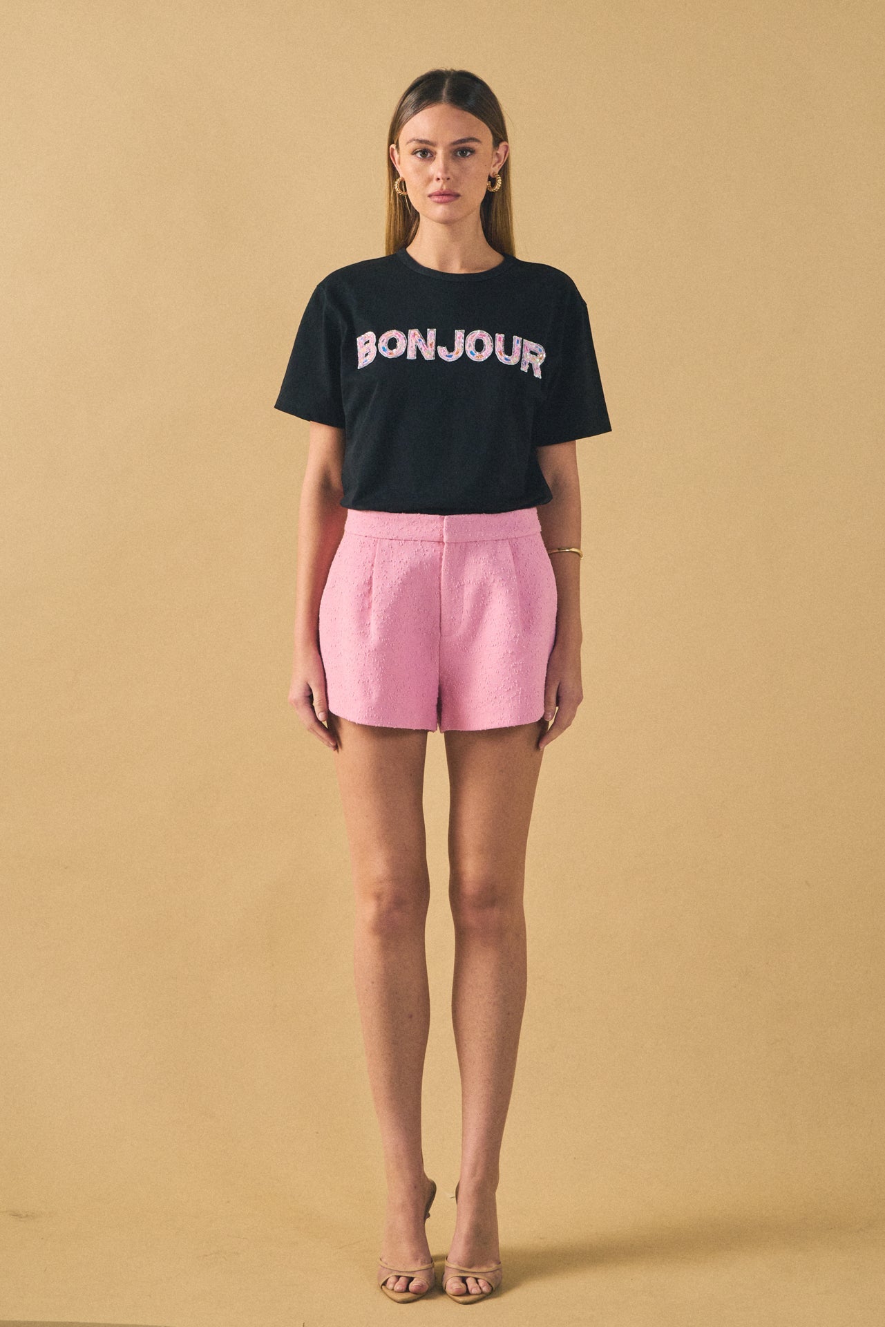 ENDLESS ROSE - Bonjour Sequins Embroidered Patch Top - TOPS available at Objectrare