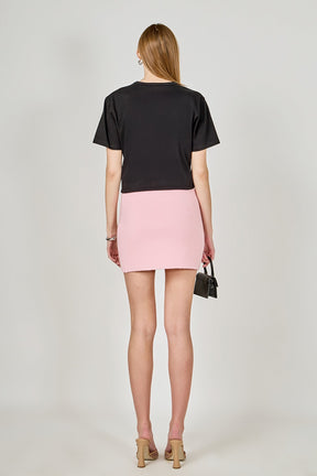 ENDLESS ROSE - Sequined Embroidered Bonjour Patch Top - TOPS available at Objectrare