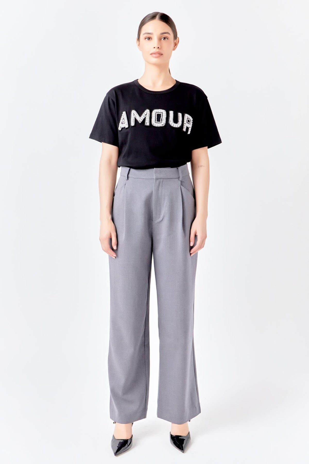 Amour Pearl Embroidered Patch Top