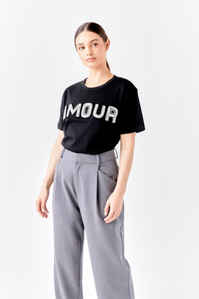 Amour Pearl Embroidered Patch Top