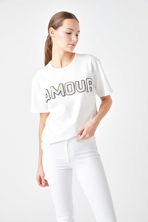 Amour Pearl Embroidered Patch Top