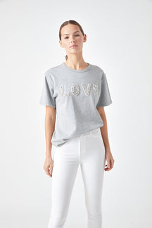 Love Jewel Embroidered Patch Top