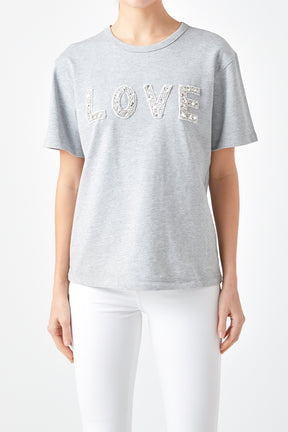 Love Jewel Embroidered Patch Top