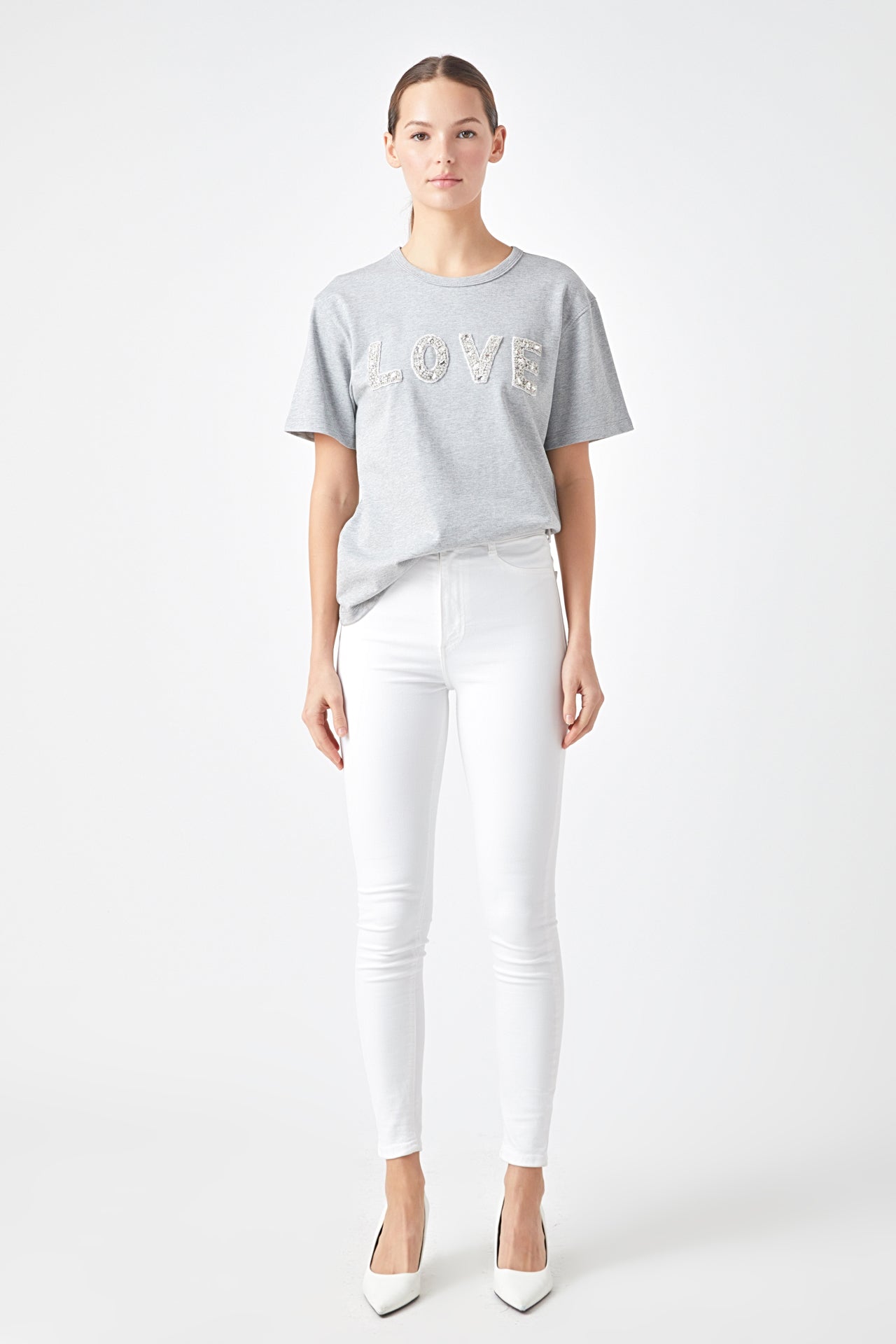 Love Jewel Embroidered Patch Top