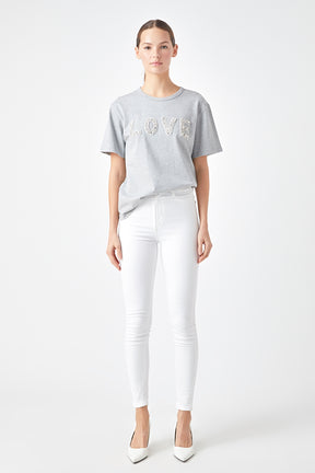 Love Jewel Embroidered Patch Top