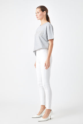 Love Jewel Embroidered Patch Top