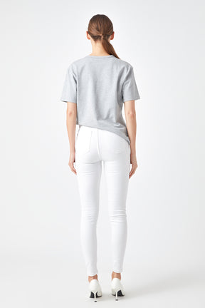 Love Jewel Embroidered Patch Top