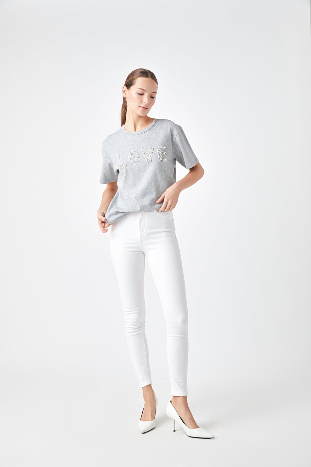 Love Jewel Embroidered Patch Top