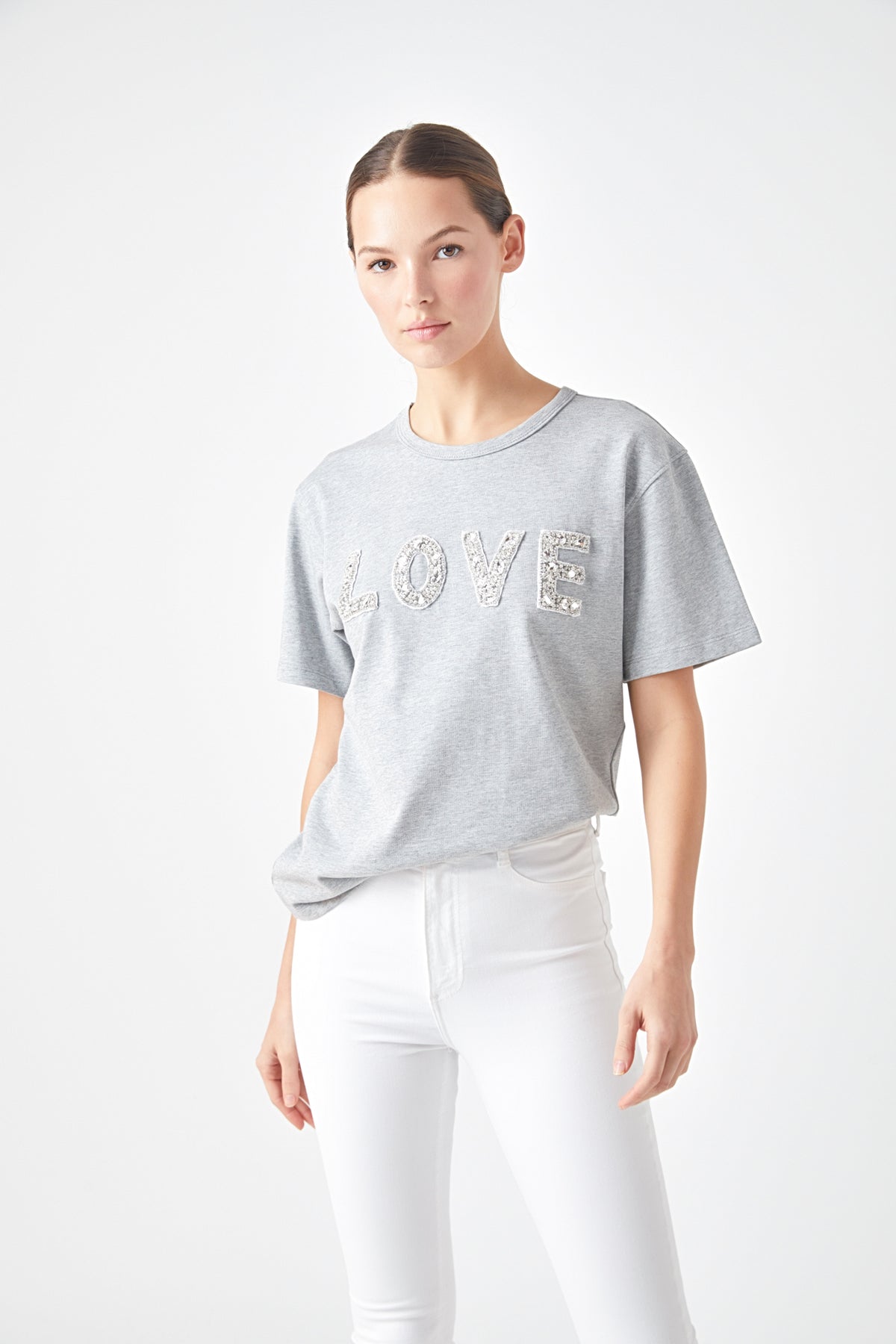 Love Jewel Embroidered Patch Top