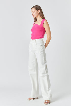 ENDLESS ROSE - Ribbed Knit Sleeveless Top - TOPS available at Objectrare